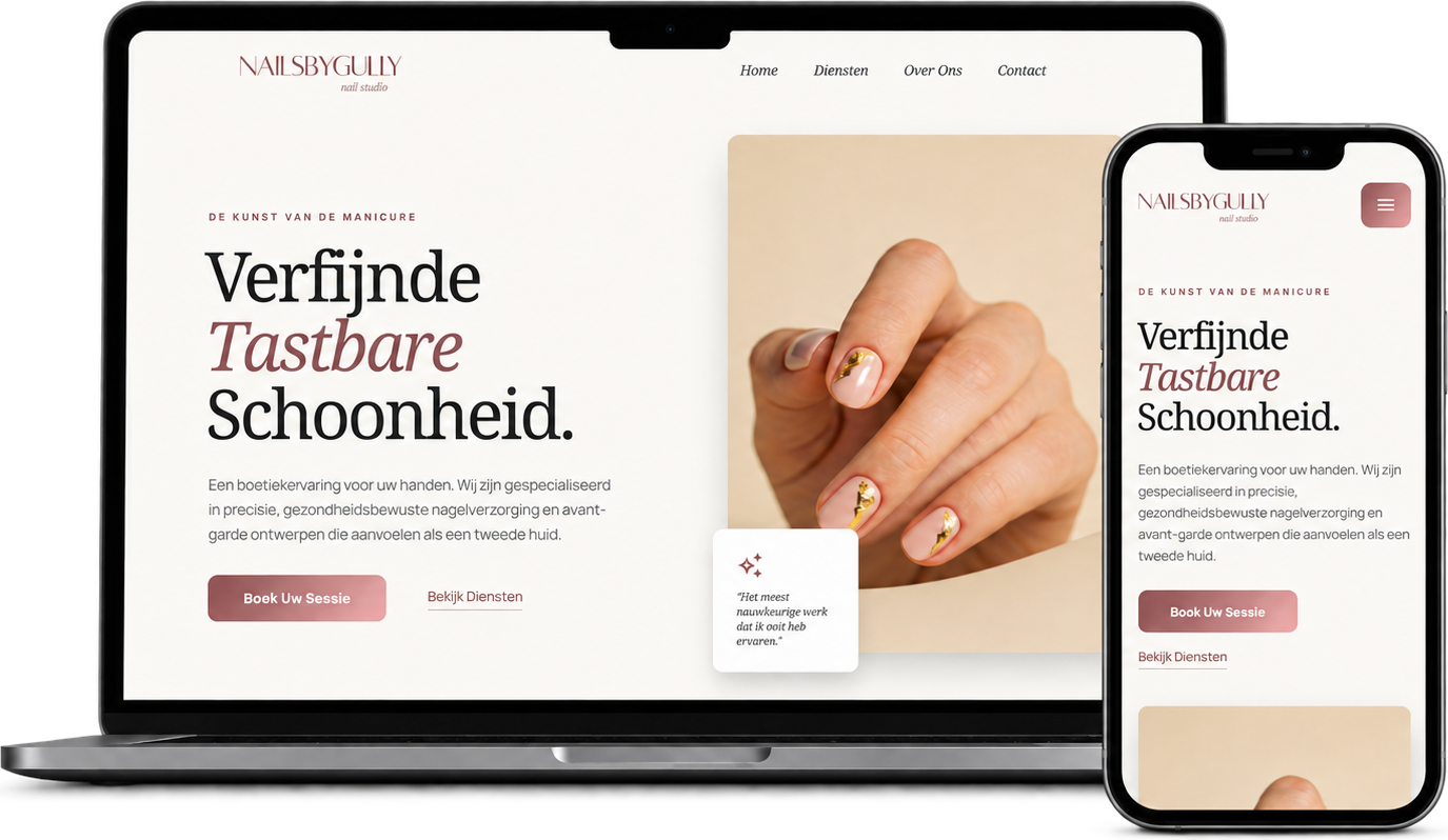 Nailsbygully website op laptop en telefoon